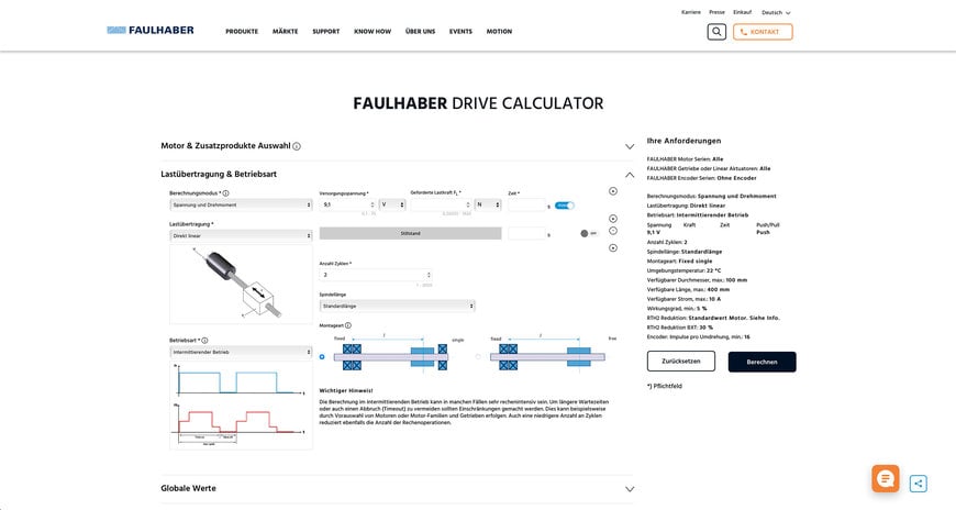 FAULHABER DRIVE CALCULATOR HAJTÁSRENDSZER-SZÁMÍTÓ 